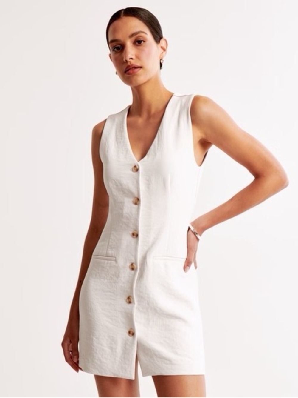 NWT-Abercrombie & Fitch Mara Linen-Blend Vest Mini Dress